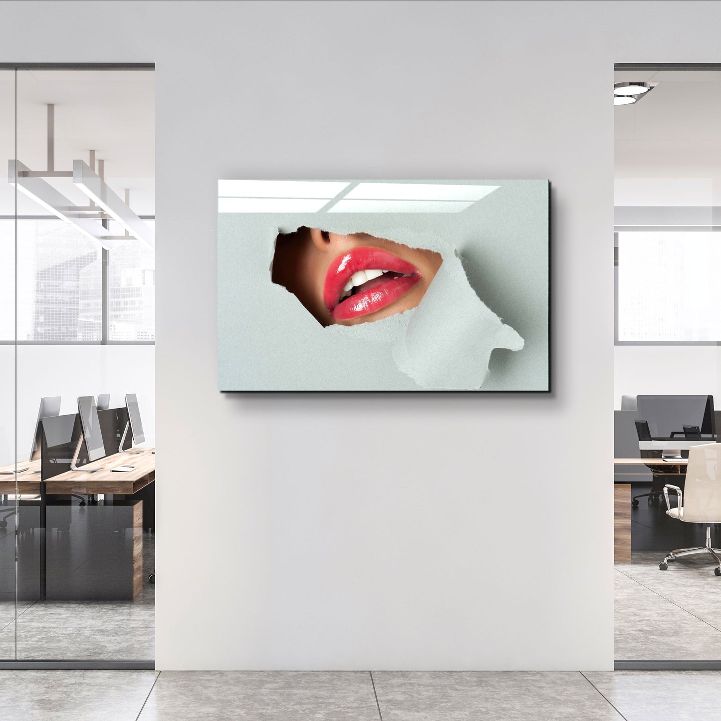 Red Lips - Designer's Collection Glass Wall Art