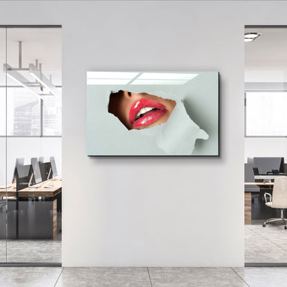 Red Lips - Designer's Collection Glass Wall Art
