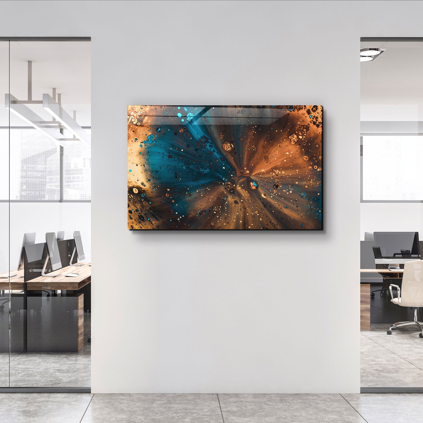 Bronze and Blue - Designer's Collection Glass Wall Art