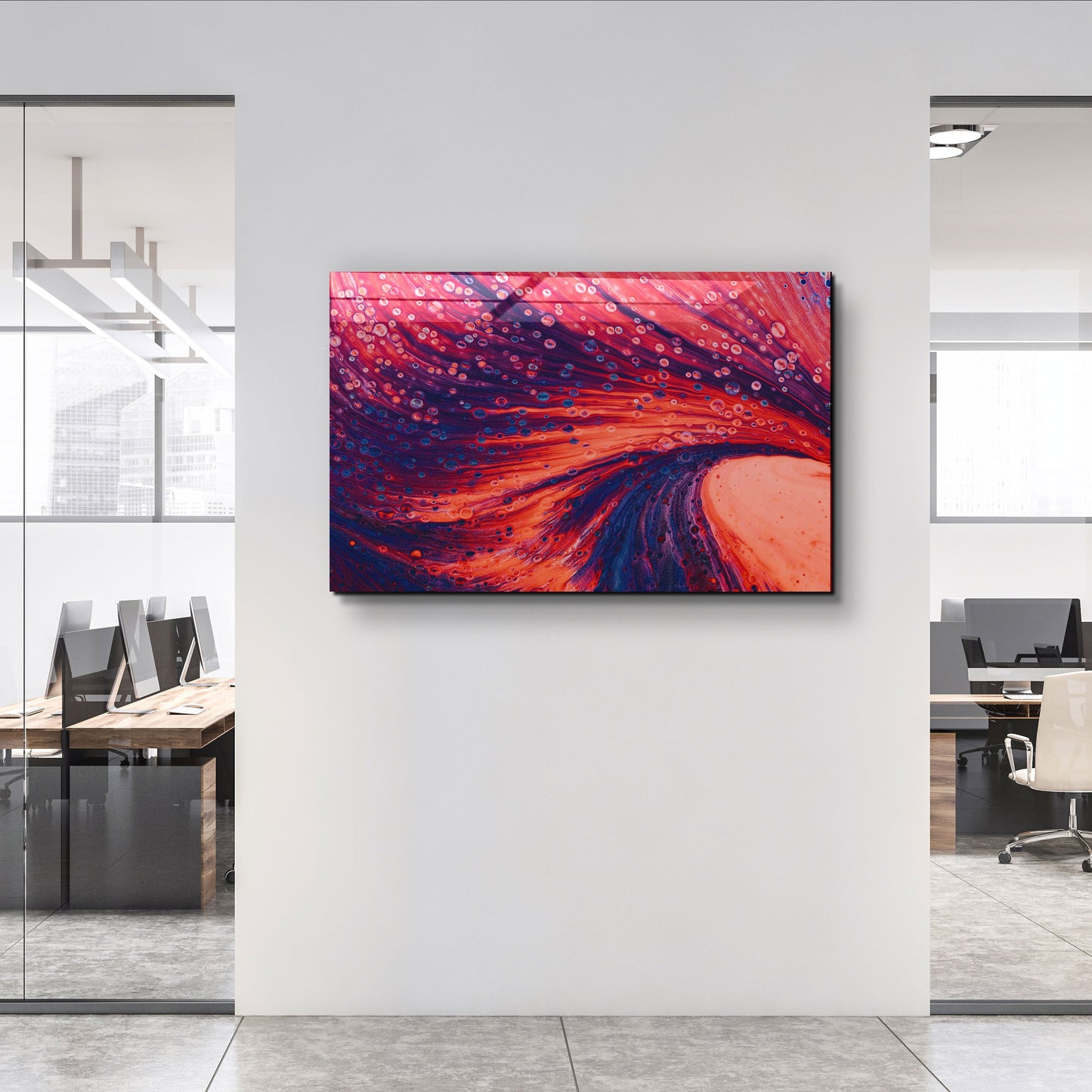Dusty Drops Red - Designer's Collection Glass Wall Art