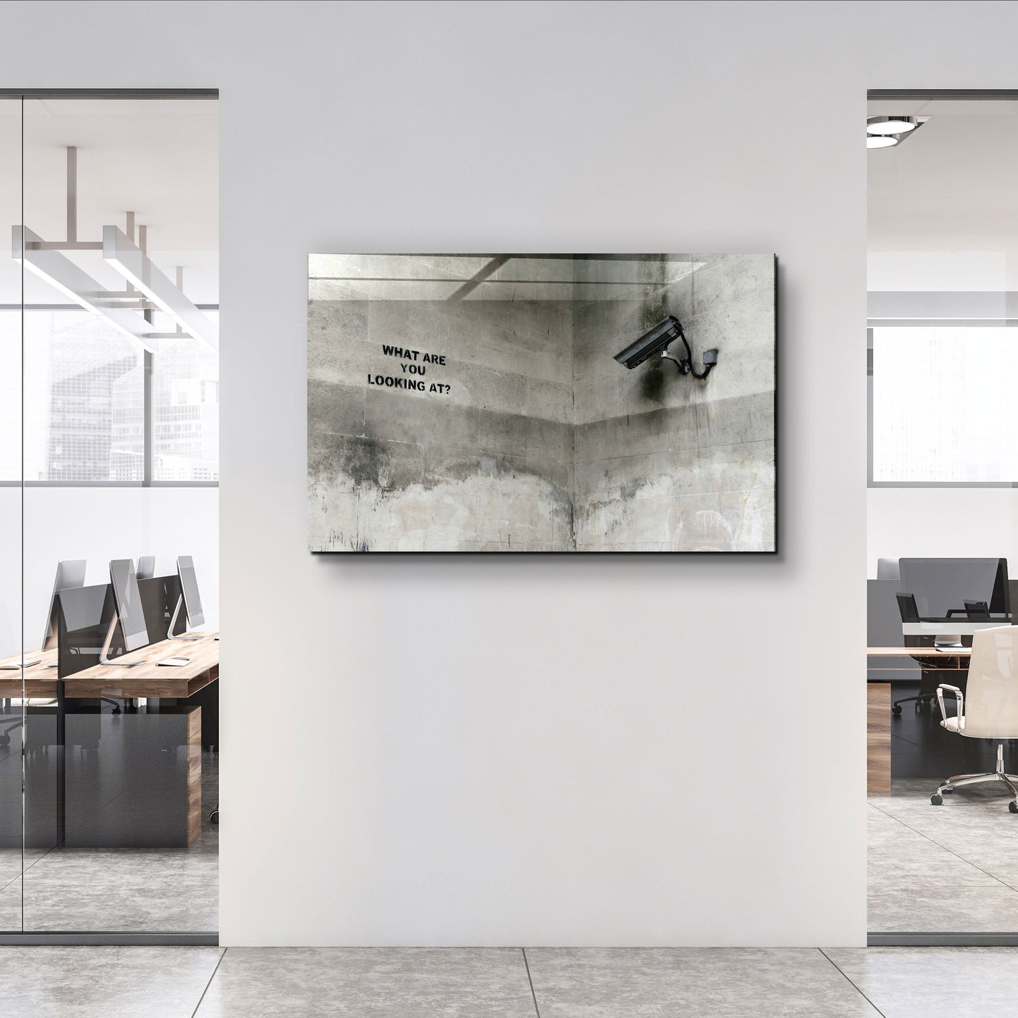 Banksy - What Are You Looking At? - Designer's Collection Glass Wall Art