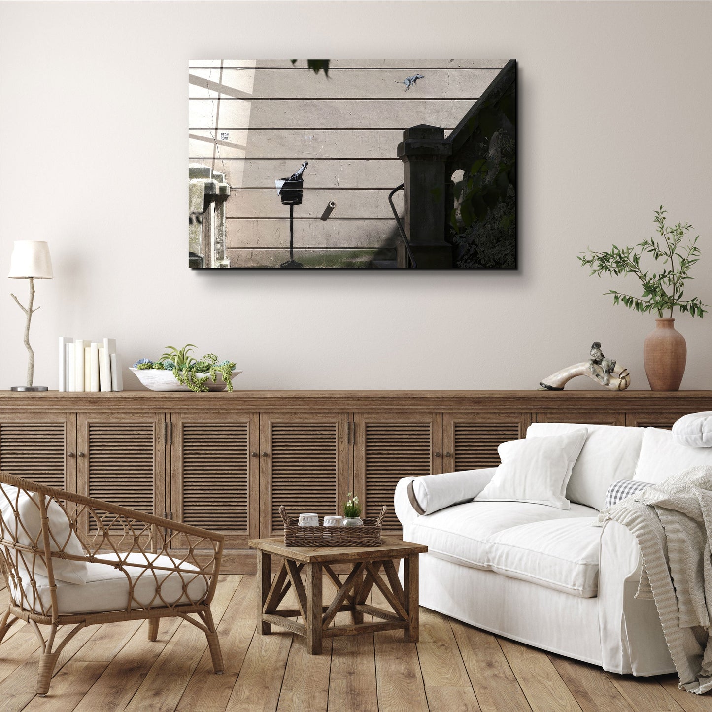 Banksy - Champagne and Mouse - Designer's Collection Glass Wall Art