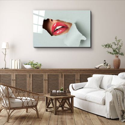 Red Lips - Designer's Collection Glass Wall Art
