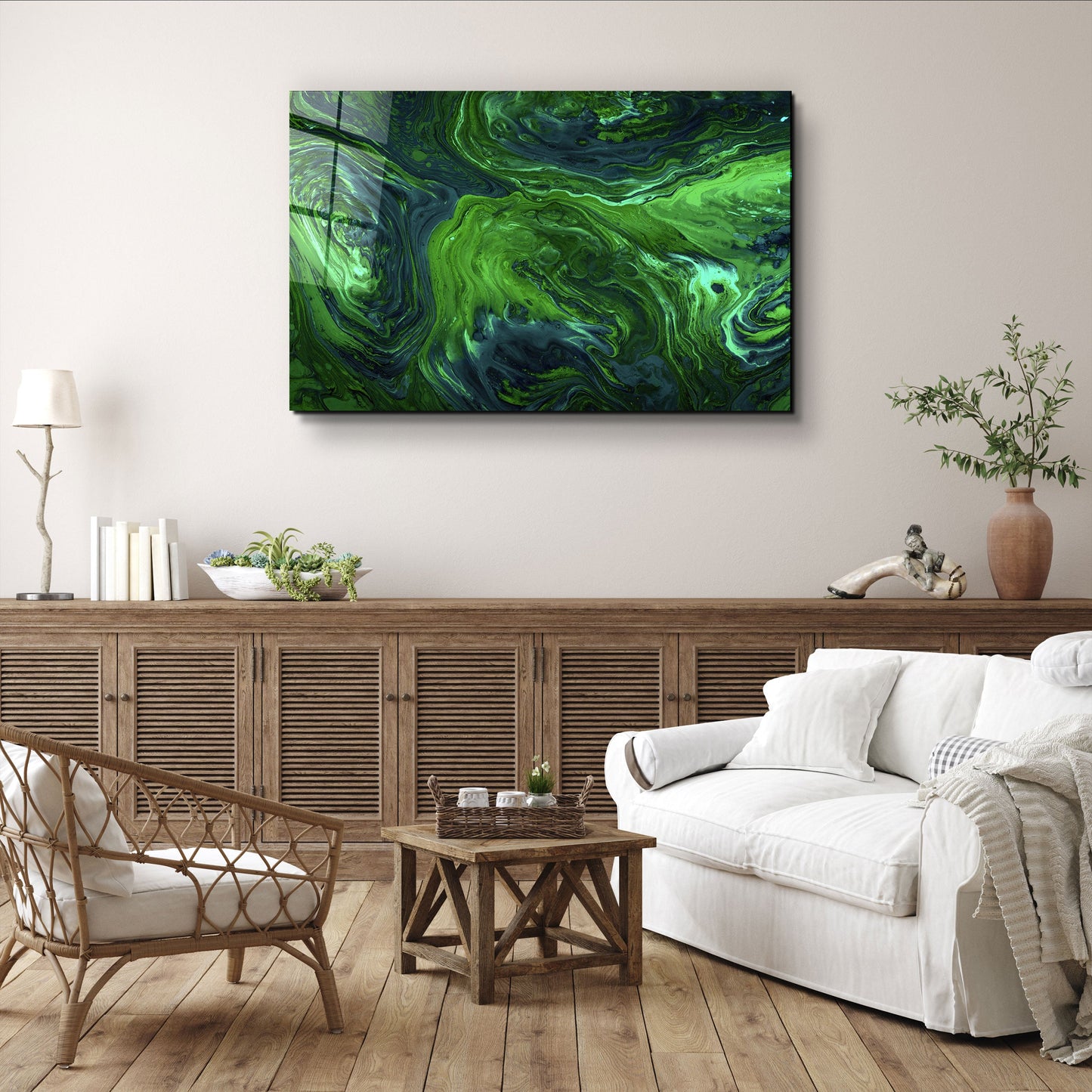 Lava Pattern - Green - Designer's Collection Glass Wall Art