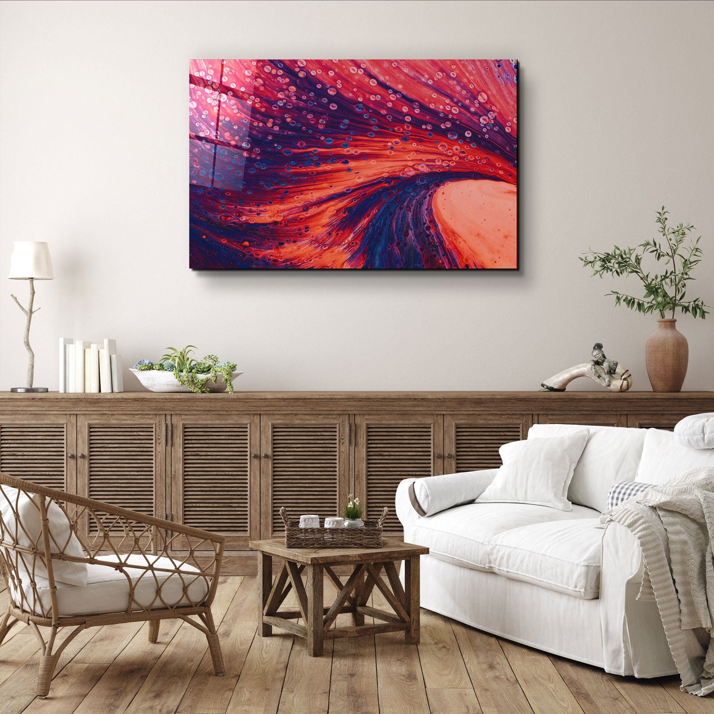 Dusty Drops Red - Designer's Collection Glass Wall Art
