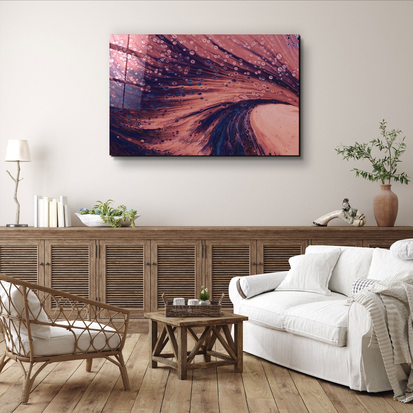 Dusty Drops Light Brown - Designer's Collection Glass Wall Art