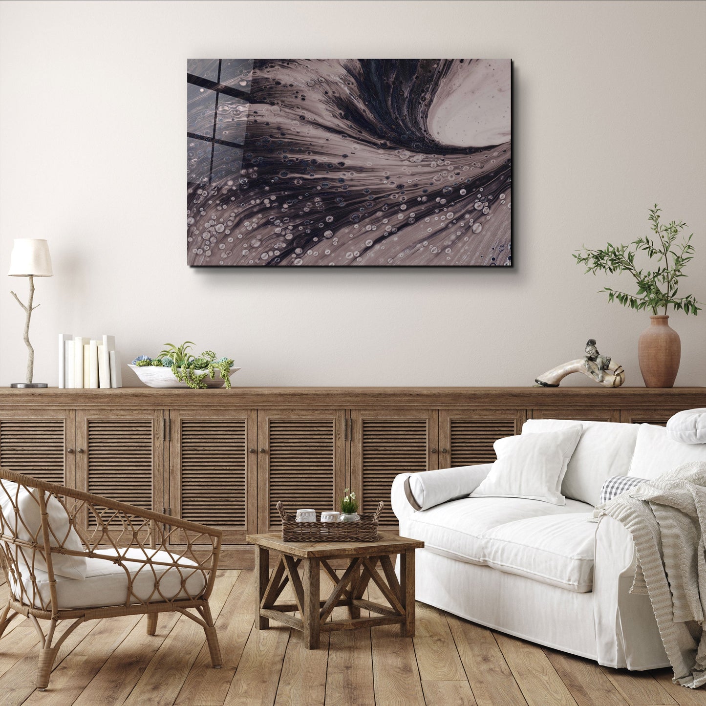 Dusty Drops Gray - Designer's Collection Glass Wall Art
